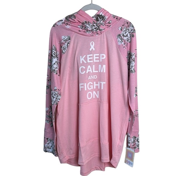LuLaRoe Tops - LuLaRoe Breast Cancer Lightweight Amber Hoodie Sz XL